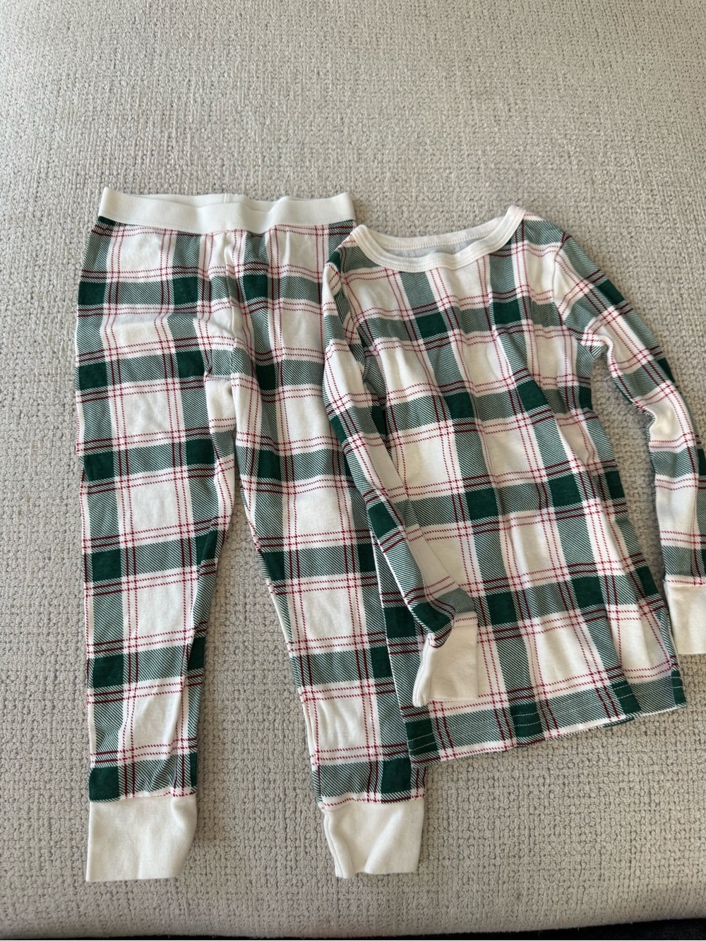 Wondershop Green and Cream Plaid Kids Thermal Pajama Set